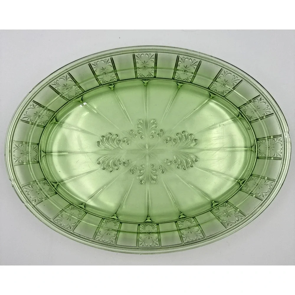 Jeanette Doric Green Depression Uranium Glass 12